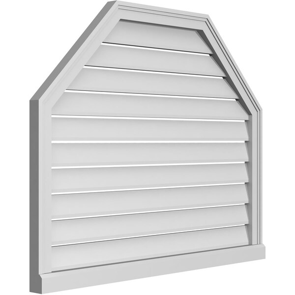 Ekena Millwork Octagonal Top Surface Mount PVC Gable Vent w/ 2"W x 2"P Brickmould Sill Frame, 40"W x 32"H - GVPOT40X3203SF