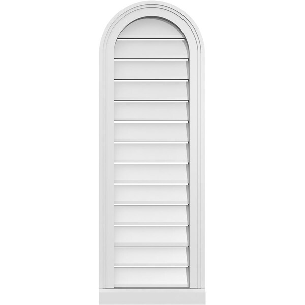 Ekena Millwork Round Top Surface Mount PVC Gable Vent: Functional, w/ 2"W x 2"P Brickmould Sill Frame, 14"W x 40"H - GVPRT14X4003SF
