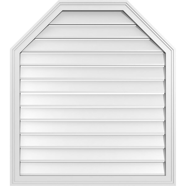 Ekena Millwork Octagonal Top Surface Mount PVC Gable Vent w/ 2"W x 1-1/2"P Brickmould Frame, 34"W x 38"H - GVPOT34X3802SF