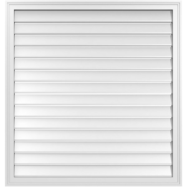 Ekena Millwork Vertical Surface Mount PVC Gable Vent: Functional, w/ 2"W x 1-1/2"P Brickmould Frame, 40"W x 42"H - GVPVE40X4202SF