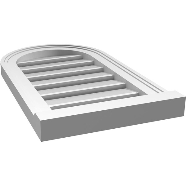 Ekena Millwork Round Top Surface Mount PVC Gable Vent: Functional, w/ 2"W x 2"P Brickmould Sill Frame, 14"W x 24"H - GVPRT14X2403SF