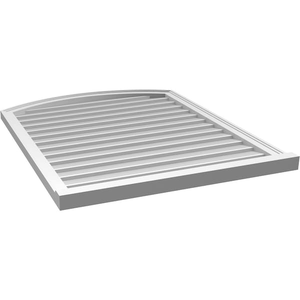 Ekena Millwork Arch Top Surface Mount PVC Gable Vent: Functional, w/ 2"W x 2"P Brickmould Sill Frame, 34"W x 42"H - GVPAR34X4203SF