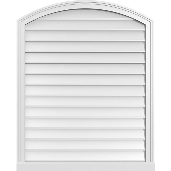 Ekena Millwork Arch Top Surface Mount PVC Gable Vent: Functional, w/ 2"W x 2"P Brickmould Sill Frame, 34"W x 42"H - GVPAR34X4203SF
