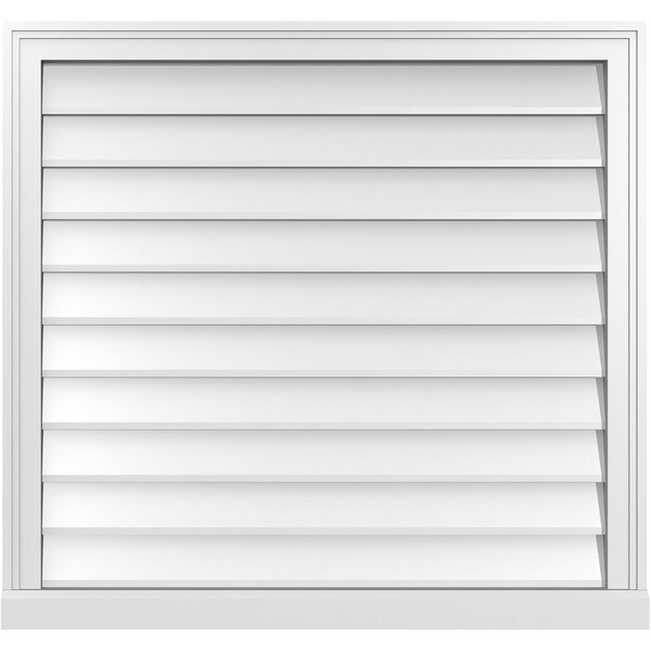 Ekena Millwork Vertical Surface Mount PVC Gable Vent w/ 2"W x 2"H , Brickmould Sill Frame, 34"W x 32"H - GVPVE34X3203SN