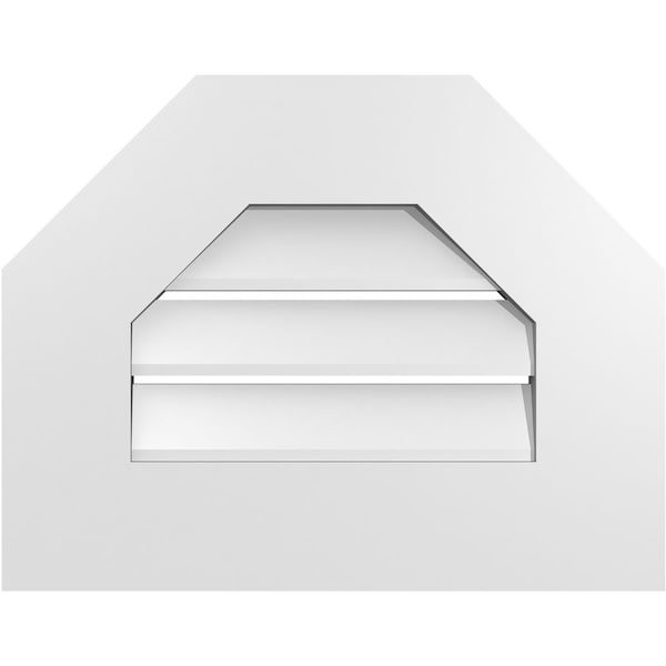 Ekena Millwork Octagonal Top Surface Mount PVC Gable Vent: Functional, w/ 3-1/2"W x 1"P Standard Frame, 18"W x 14"H - GVPOT18X1401SF