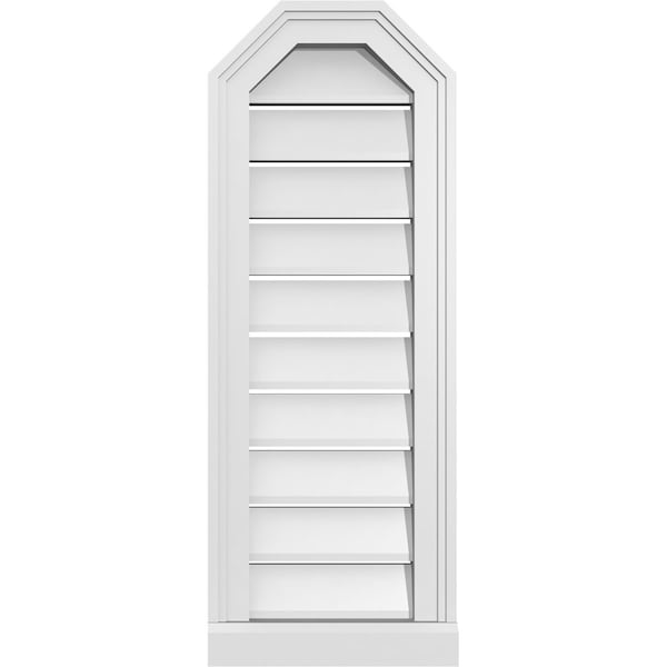 Ekena Millwork Octagonal Top Surface Mount PVC Gable Vent w/ 2"W x 2"P Brickmould Sill Frame, 12"W x 32"H - GVPOT12X3203SF