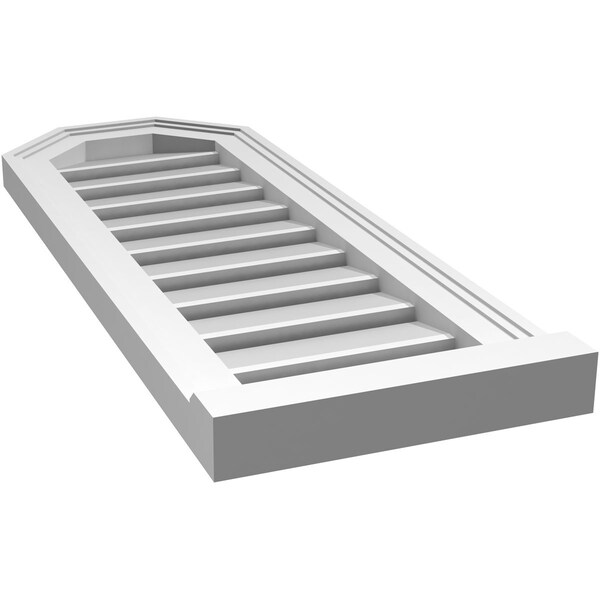 Ekena Millwork Octagonal Top Surface Mount PVC Gable Vent w/ 2"W x 2"P Brickmould Sill Frame, 12"W x 32"H - GVPOT12X3203SF