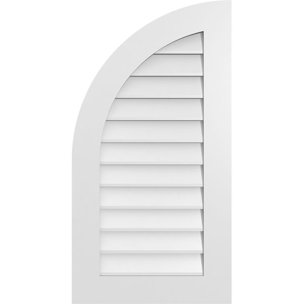 Ekena Millwork Quarter Round Top Left Surface Mount PVC Gable Vent w/ 3-1/2"W x 1"P Standard Frame, 20"W x 38"H - GVPQL20X3801SN