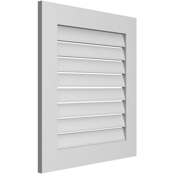 Ekena Millwork Vertical Surface Mount PVC Gable Vent: Functional, w/ 3-1/2"W x 1"P Standard Frame, 26"W x 28"H - GVPVE26X2801SF