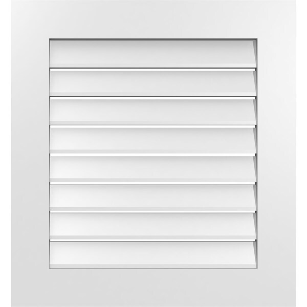 Ekena Millwork Vertical Surface Mount PVC Gable Vent: Functional, w/ 3-1/2"W x 1"P Standard Frame, 26"W x 28"H - GVPVE26X2801SF
