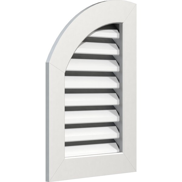 Ekena Millwork Quarter Round Top Left Functional, PVC Gable Vent w/ 1" x 4" Flat Trim Frame, 09"W x 18"H - GVPQL09X1801FUN