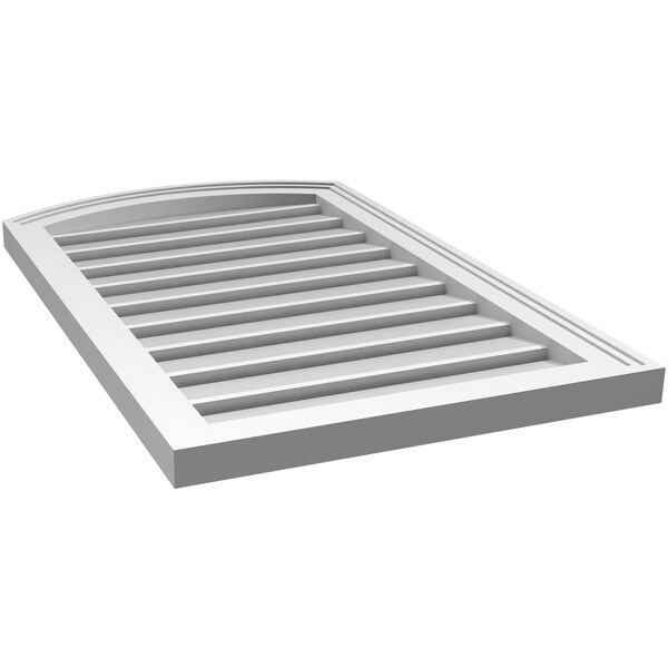 Ekena Millwork Arch Top Surface Mount PVC Gable Vent: Non-Functional, w/2"W x 1-1/2"P Brickmould Frame, 20"W x 30"H - GVPAR20X3002SN