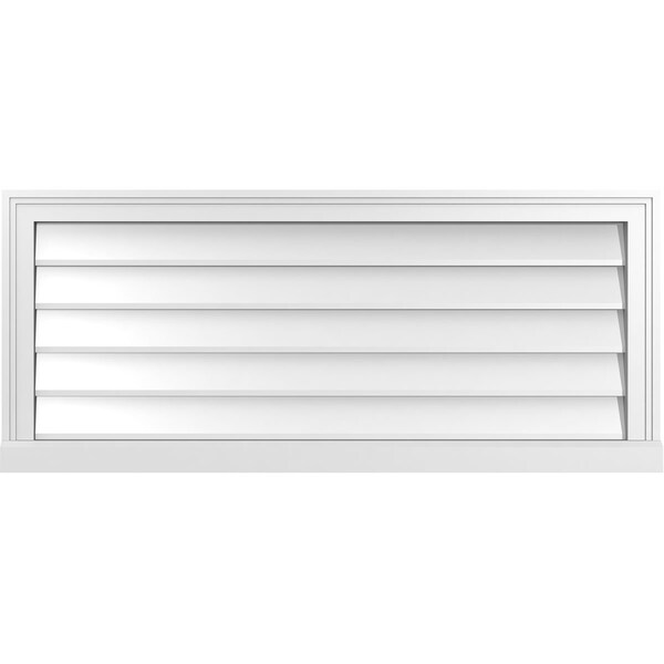 Ekena Millwork Vertical Surface Mount PVC Gable Vent w/ 2"W x 2"H , Brickmould Sill Frame, 42"W x 18"H - GVPVE42X1803SN