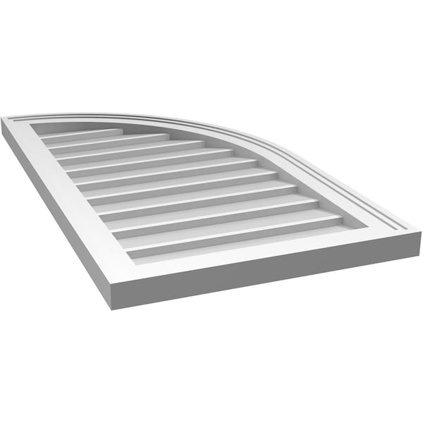 Ekena Millwork Quarter Round Top Right Surface Mount PVC Gable Vent w/ 2"W x 1-1/2"P Brickmould Frame, 18"W x 32"H - GVPQR18X3202SN