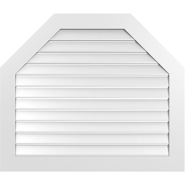 Ekena Millwork Octagonal Top Surface Mount PVC Gable Vent: Functional, w/ 3-1/2"W x 1"P Standard Frame, 42"W x 36"H - GVPOT42X3601SF