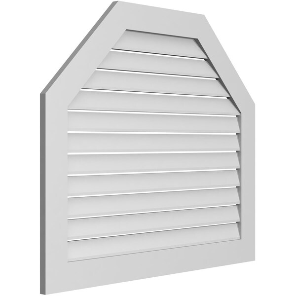 Ekena Millwork Octagonal Top Surface Mount PVC Gable Vent: Functional, w/ 3-1/2"W x 1"P Standard Frame, 42"W x 36"H - GVPOT42X3601SF