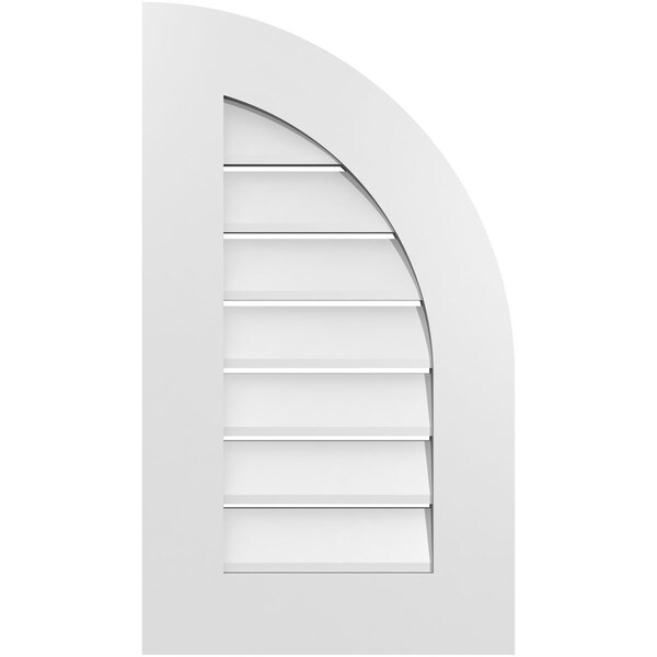 Ekena Millwork Quarter Round Top Right Surface Mount PVC Gable Vent w/ 3-1/2"W x 1"P Standard Frame, 16"W x 28"H - GVPQR16X2801SF