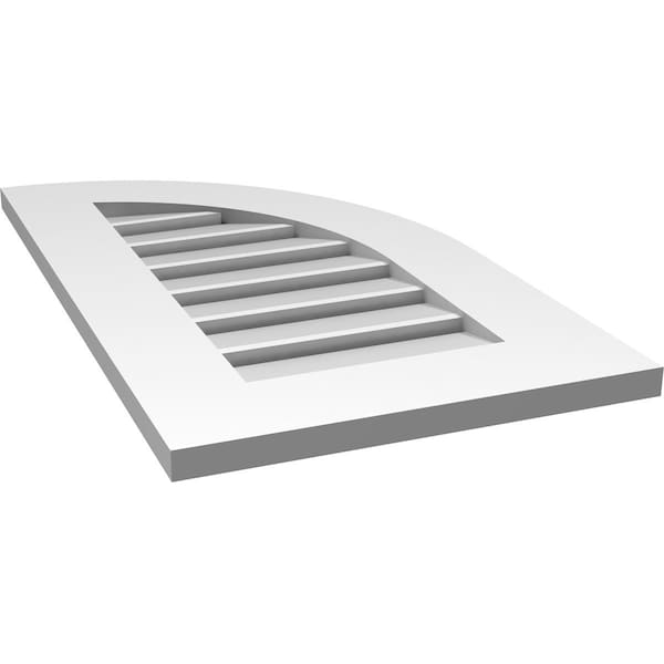 Ekena Millwork Quarter Round Top Right Surface Mount PVC Gable Vent w/ 3-1/2"W x 1"P Standard Frame, 16"W x 28"H - GVPQR16X2801SF