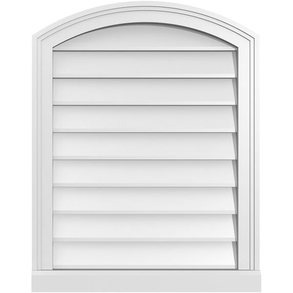Ekena Millwork Arch Top Surface Mount PVC Gable Vent: Functional, w/ 2"W x 2"P Brickmould Sill Frame, 22"W x 28"H - GVPAR22X2803SF