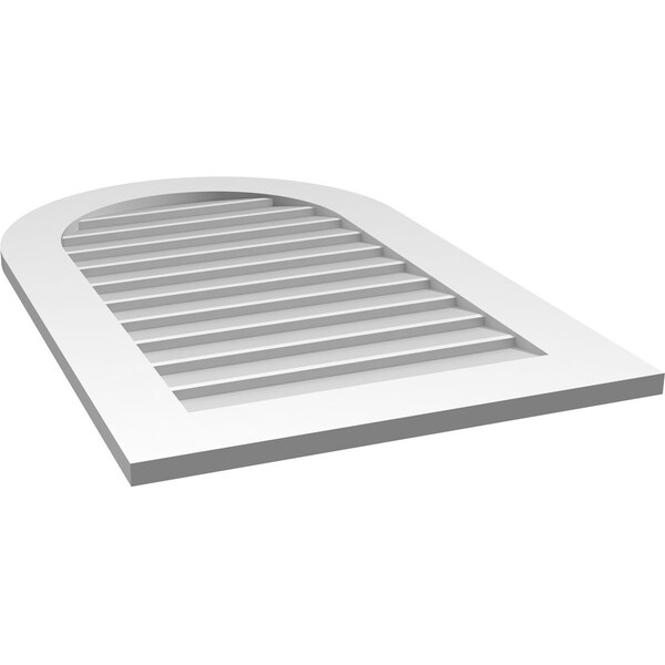 Ekena Millwork Round Top Surface Mount PVC Gable Vent: Non-Functional, w/ 3-1/2"W x 1"P Standard Frame, 24"W x 38"H - GVPRT24X3801SN