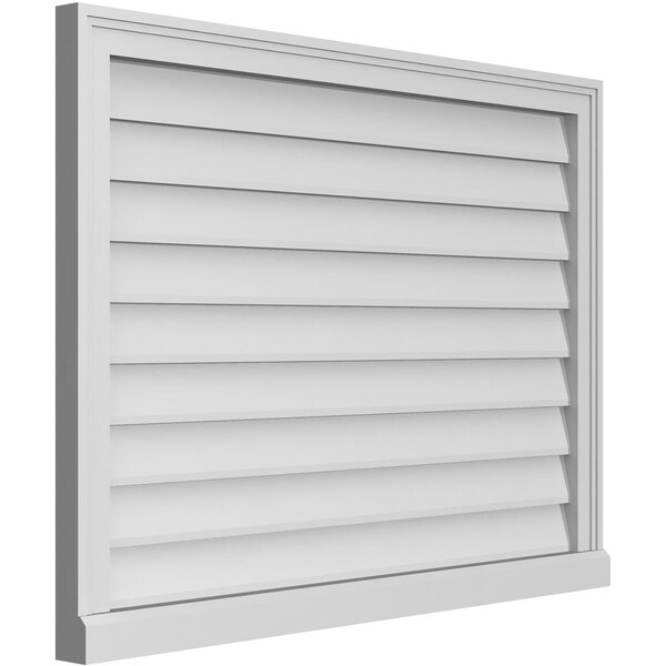 Ekena Millwork Vertical Surface Mount PVC Gable Vent w/ 2"W x 2"H , Brickmould Sill Frame, 38"W x 28"H - GVPVE38X2803SN