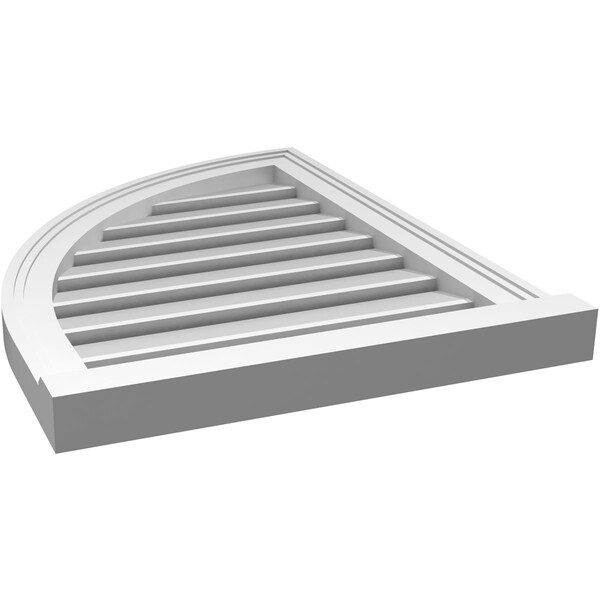 Ekena Millwork Quarter Round Top Left Surface Mount PVC Gable Vent w/ 2"W x 2"P Brickmould Sill Frame, 20"W x 26"H - GVPQL20X2603SF