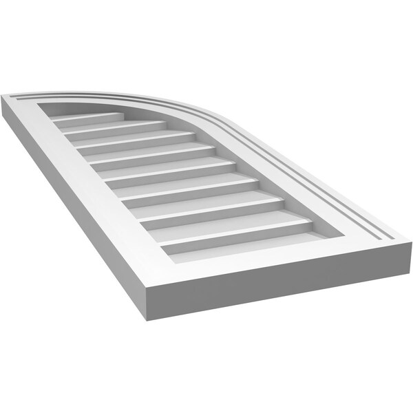 Ekena Millwork Quarter Round Top Right Surface Mount PVC Gable Vent w/ 2"W x 1-1/2"P Brickmould Frame, 12"W x 30"H - GVPQR12X3002SN