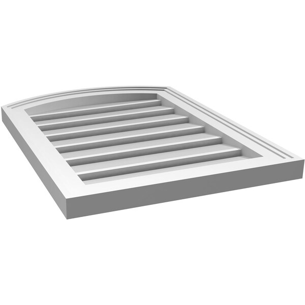 Ekena Millwork Arch Top Surface Mount PVC Gable Vent: Non-Functional, w/2"W x 1-1/2"P Brickmould Frame, 18"W x 22"H - GVPAR18X2202SN