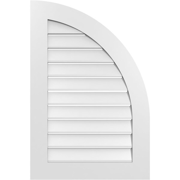 Ekena Millwork Quarter Round Top Right Surface Mount PVC Gable Vent w/ 3-1/2"W x 1"P Standard Frame, 24"W x 36"H - GVPQR24X3601SF