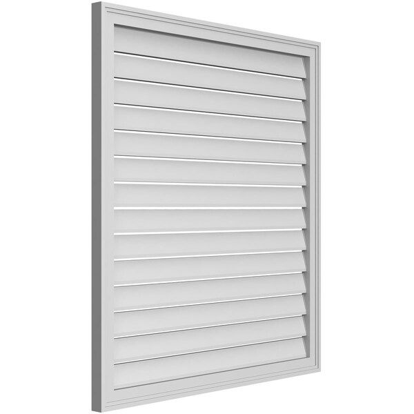 Ekena Millwork Vertical Surface Mount PVC Gable Vent: Functional, w/ 2"W x 1-1/2"P Brickmould Frame, 38"W x 42"H - GVPVE38X4202SF