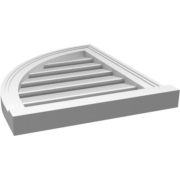 Ekena Millwork Quarter Round Top Left Surface Mount PVC Gable Vent w/ 2"W x 2"P Brickmould Sill Frame, 18"W x 22"H - GVPQL18X2203SF