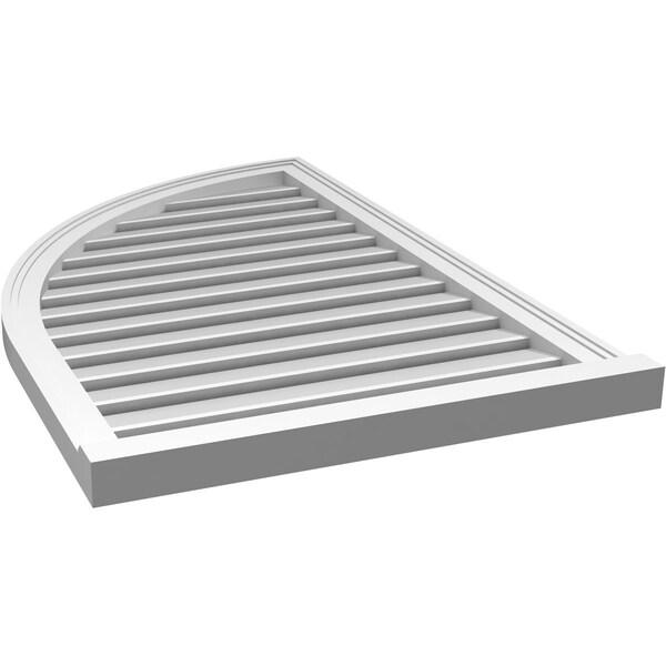 Ekena Millwork Quarter Round Top Left Surface Mount PVC Gable Vent w/ 2"W x 2"P Brickmould Sill Frame, 26"W x 40"H - GVPQL26X4003SF