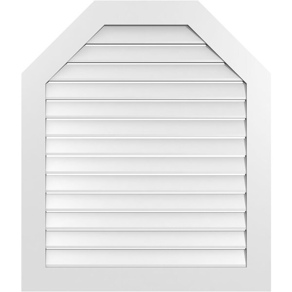 Ekena Millwork Octagonal Top Surface Mount PVC Gable Vent: Functional, w/ 3-1/2"W x 1"P Standard Frame, 36"W x 42"H - GVPOT36X4201SF