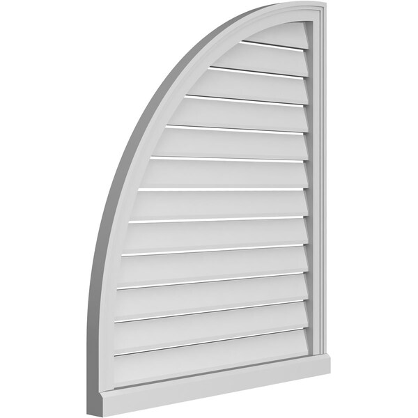 Ekena Millwork Quarter Round Top Left Surface Mount PVC Gable Vent w/ 2"W x 2"P Brickmould Sill Frame, 32"W x 38"H - GVPQL32X3803SF