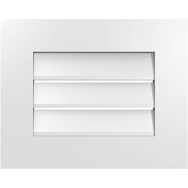 Ekena Millwork Vertical Surface Mount PVC Gable Vent: Functional, w/ 3-1/2"W x 1"P Standard Frame, 20"W x 16"H - GVPVE20X1601SF