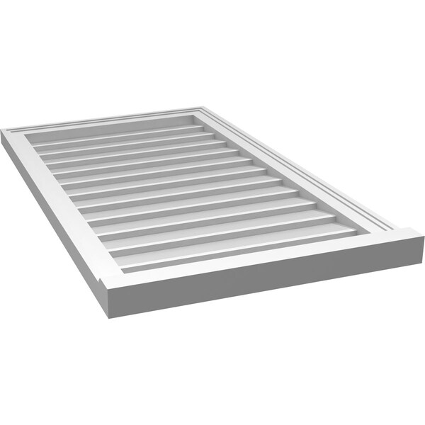 Ekena Millwork Vertical Surface Mount PVC Gable Vent w/ 2"W x 2"H , Brickmould Sill Frame, 22"W x 38"H - GVPVE22X3803SN
