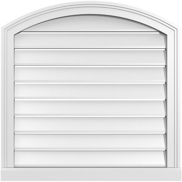 Ekena Millwork Arch Top Surface Mount PVC Gable Vent w/ 2"W x 2"P Brickmould Sill Frame, 26"W x 42"H - GVPAR26X4203SN