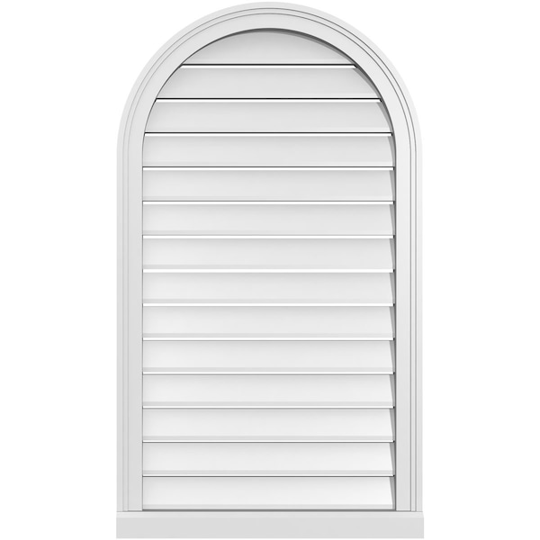 Ekena Millwork Round Top Surface Mount PVC Gable Vent: Functional, w/ 2"W x 2"P Brickmould Sill Frame, 24"W x 42"H - GVPRT24X4203SF