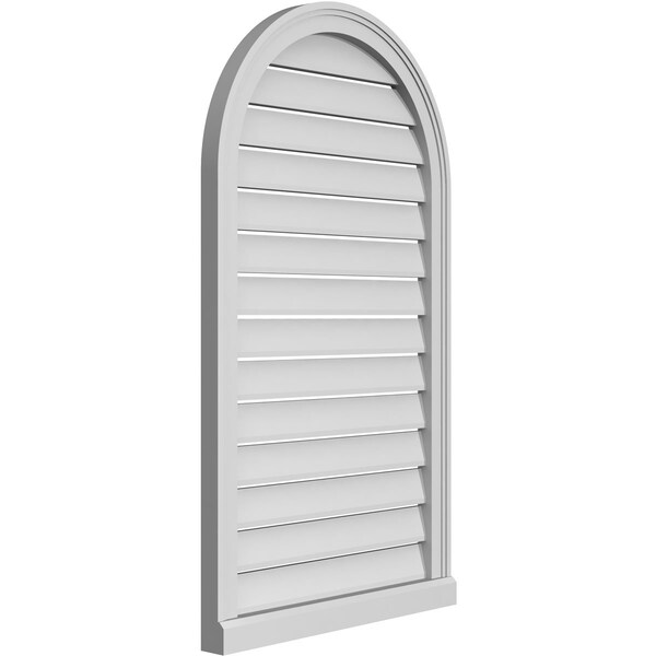 Ekena Millwork Round Top Surface Mount PVC Gable Vent: Functional, w/ 2"W x 2"P Brickmould Sill Frame, 24"W x 42"H - GVPRT24X4203SF