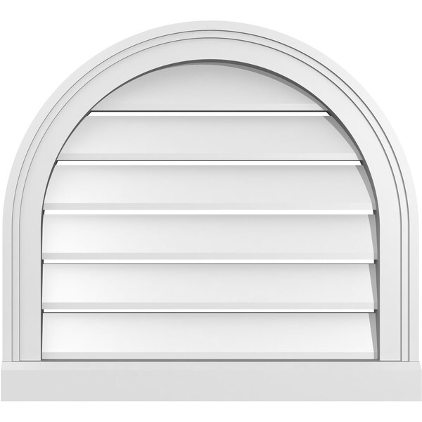 Ekena Millwork Round Top Surface Mount PVC Gable Vent: Functional, w/ 2"W x 2"P Brickmould Sill Frame, 22"W x 20"H - GVPRT22X2003SF