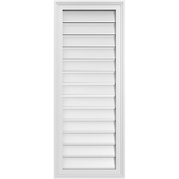 Ekena Millwork Vertical Surface Mount PVC Gable Vent: Functional, w/ 2"W x 1-1/2"P Brickmould Frame, 16"W x 40"H - GVPVE16X4002SF