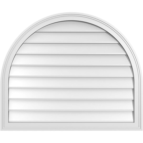 Ekena Millwork Round Top Surface Mount PVC Gable Vent w/ 2"W x 1-1/2"P Brickmould Frame, 36"W x 30"H - GVPRT36X3002SN