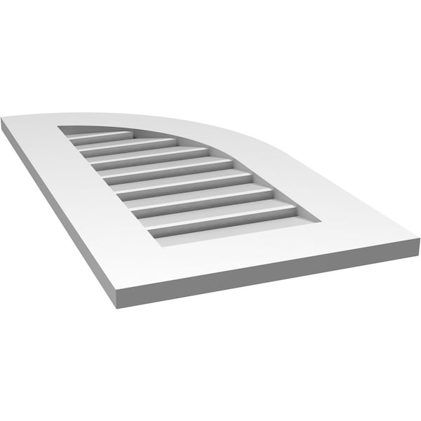 Ekena Millwork Quarter Round Top Right Surface Mount PVC Gable Vent w/ 3-1/2"W x 1"P Standard Frame, 16"W x 30"H - GVPQR16X3001SF