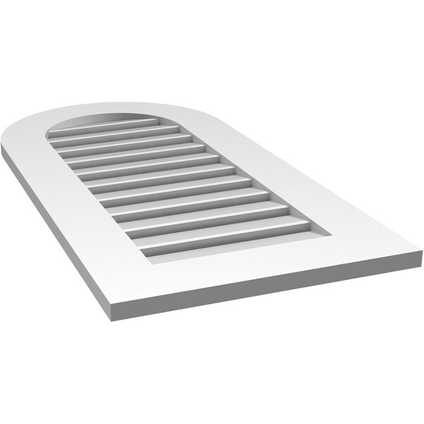 Ekena Millwork Round Top Surface Mount PVC Gable Vent: Functional, w/ 3-1/2"W x 1"P Standard Frame, 18"W x 36"H - GVPRT18X3601SF