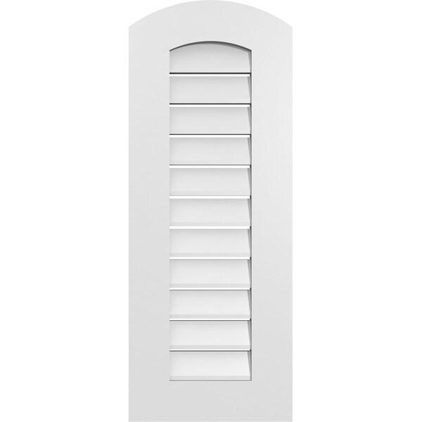Ekena Millwork Arch Top Surface Mount PVC Gable Vent: Non-Functional, w/ 3-1/2"W x 1"P Standard Frame, 14"W x 34"H - GVPAR14X3401SN