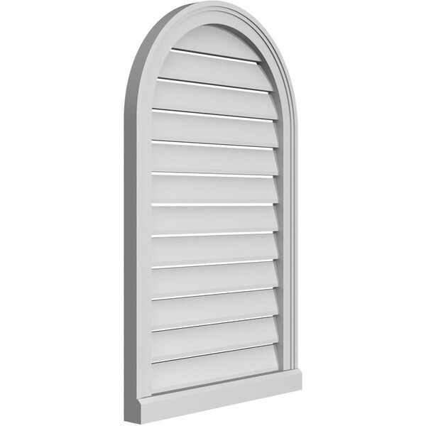 Ekena Millwork Round Top Surface Mount PVC Gable Vent: Functional, w/ 2"W x 2"P Brickmould Sill Frame, 22"W x 36"H - GVPRT22X3603SF