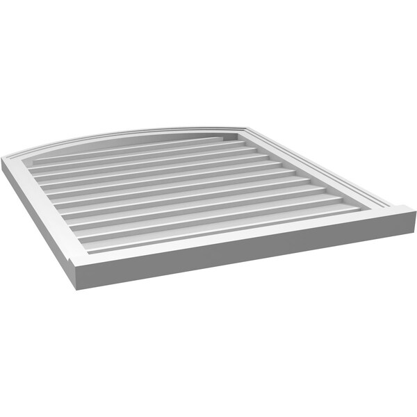Ekena Millwork Arch Top Surface Mount PVC Gable Vent: Functional, w/ 2"W x 2"P Brickmould Sill Frame, 30"W x 34"H - GVPAR30X3403SF