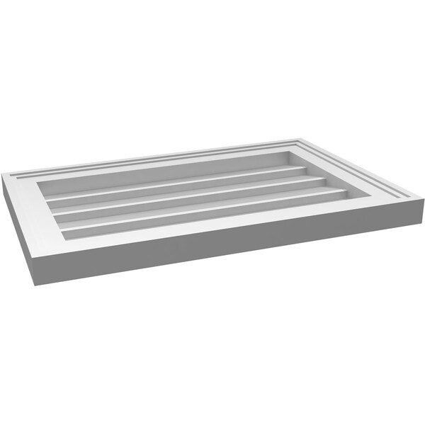 Ekena Millwork Vertical Surface Mount PVC Gable Vnt: Non-Functional, w/2"W x 1-1/2"H, Brickmould Frame, 22"W x 14"H - GVPVE22X1402SN