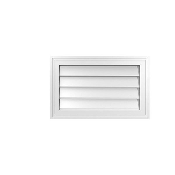 Ekena Millwork Vertical Surface Mount PVC Gable Vnt: Non-Functional, w/2"W x 1-1/2"H, Brickmould Frame, 22"W x 14"H - GVPVE22X1402SN