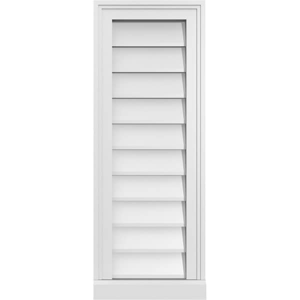 Ekena Millwork Vertical Surface Mount PVC Gable Vent w/ 2"W x 2"H , Brickmould Sill Frame, 12"W x 32"H - GVPVE12X3203SN